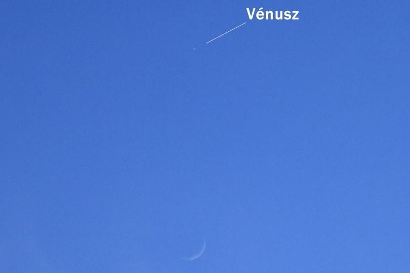 Hold-Vénusz együttállás 2012. március 26-án (KözEI: 17h43m)
Tata, Canon EOS 1000D, ISO 100, exp:1/640mp
(Juhász András)