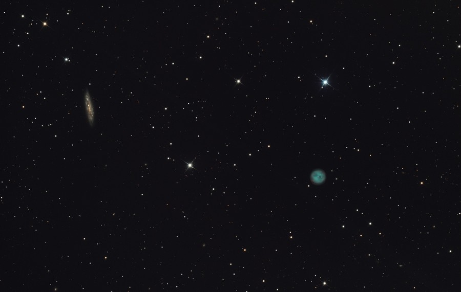 M108 és a Bagoly-köd 2017. január 2., Szomód, Canon EOS 450D (átalakított), 200/800-as Newton-asztrográf, exp:51 x 5 perc (Mohai Márk)