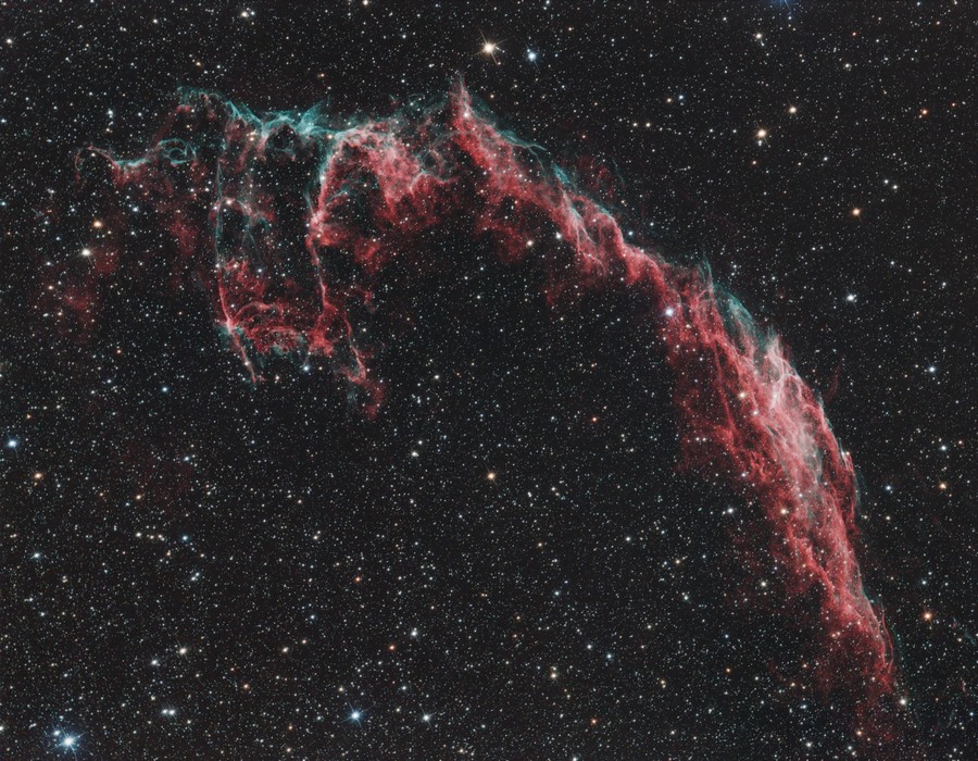 Fátyol-köd részlet (NGC6995) 2017. augusztus 26., Szomód, Canon EOS 1300D, 200/800-as Newton-asztrográf, exp: 32 x 9 perc (Mohai Márk)